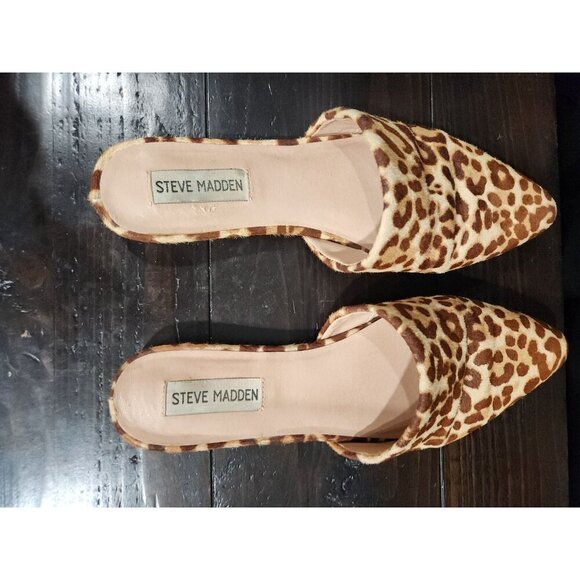 Steve Madden Trace Leopard Print Cow Hair Mules Womens Size 7.5M - Picture 7 of 9